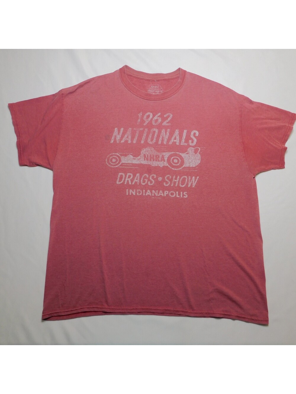 1962 NHRA Nationals Indianapolis Drag Race Red T Shirt Repro Hot Rod XL